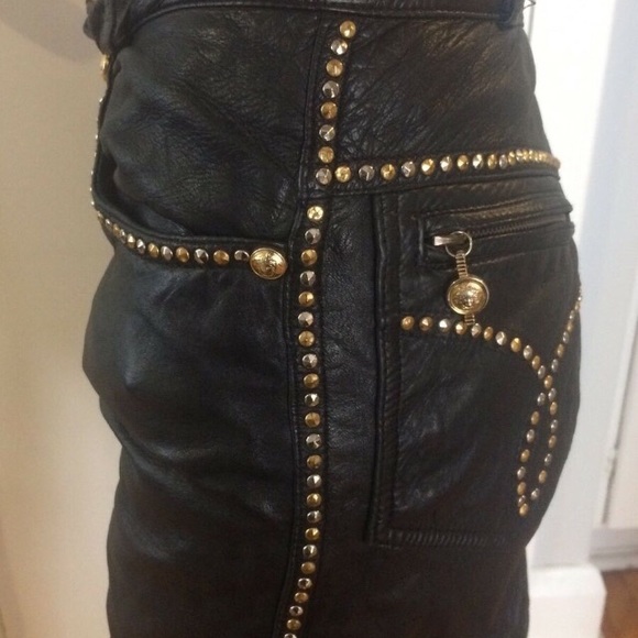 Vintage Versace Studded Leather Pants - Picture 3 of 7